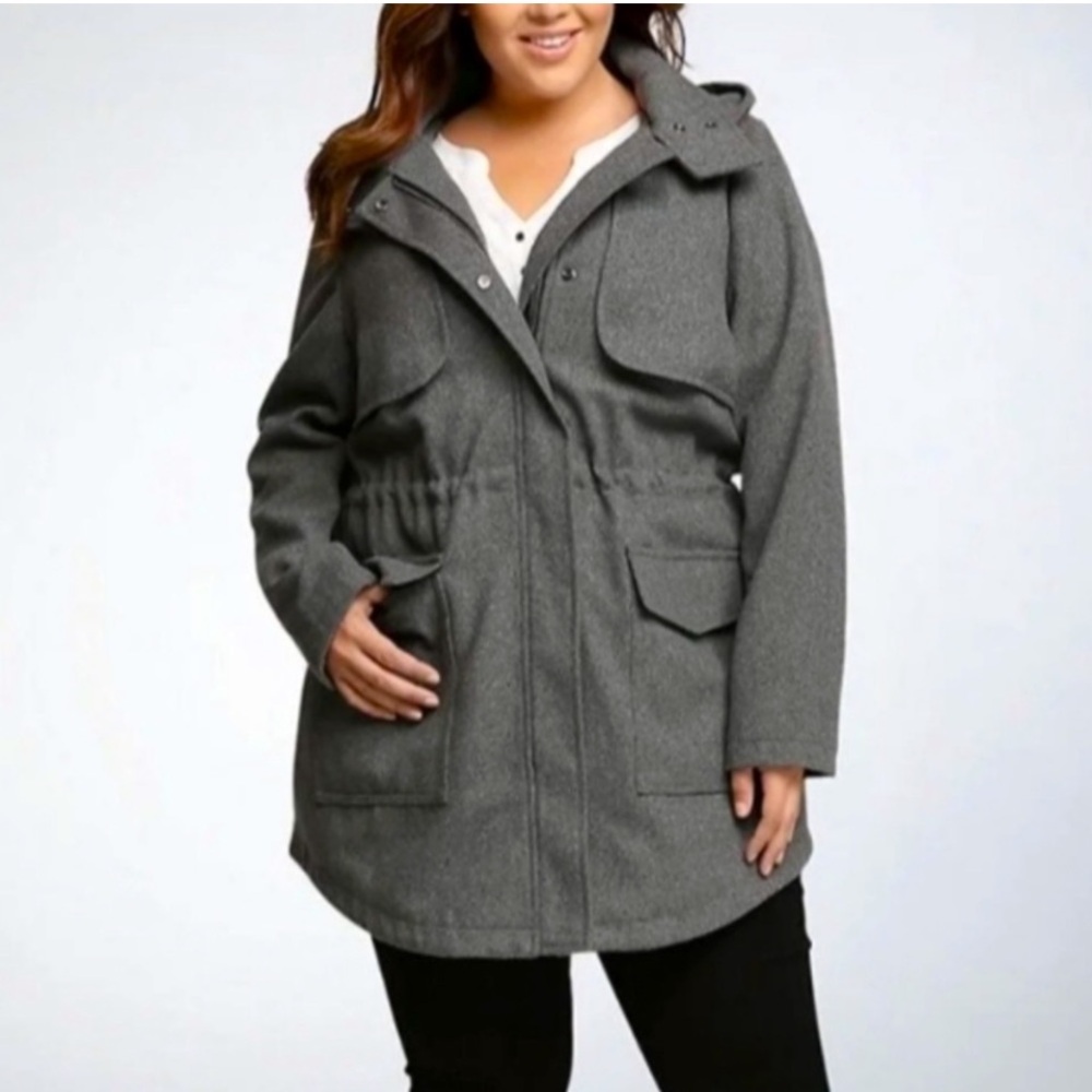 Torrid Wool Blend Caped Pea Midi Heavy Duty Coat